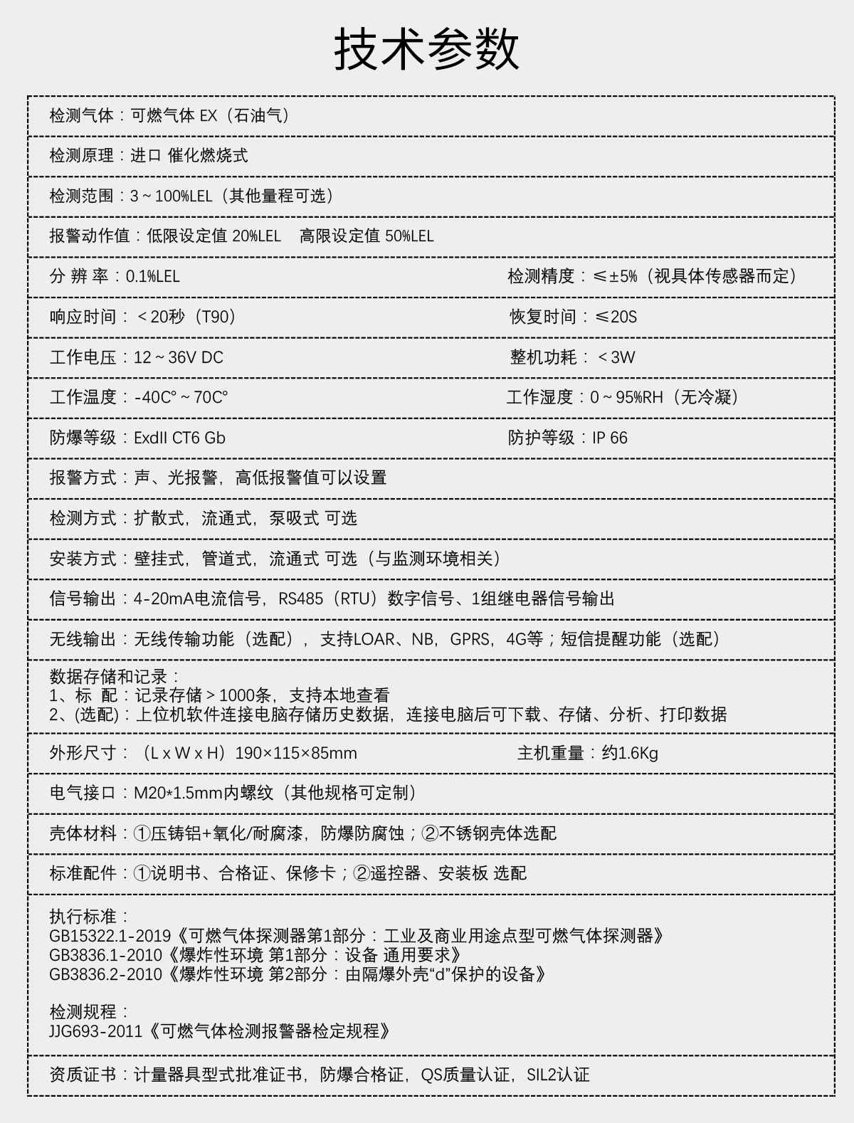 固定分體式可燃氣體檢測儀--石油氣
