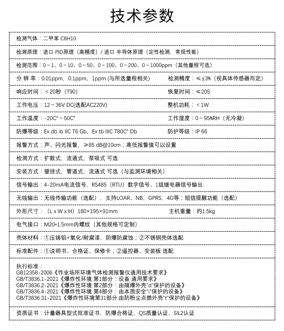 固定式二甲苯檢測儀