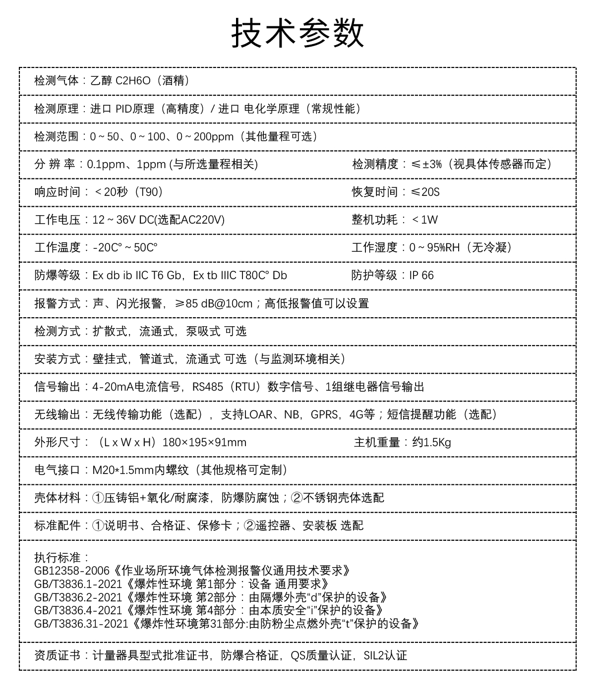 固定式乙醇檢測儀